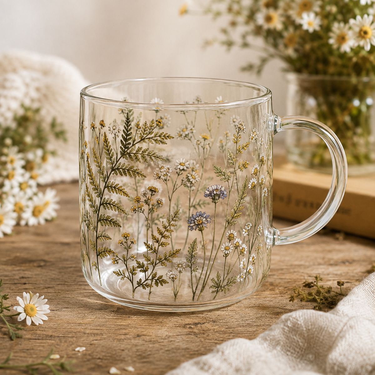 Vintage Botanical Glass Cup