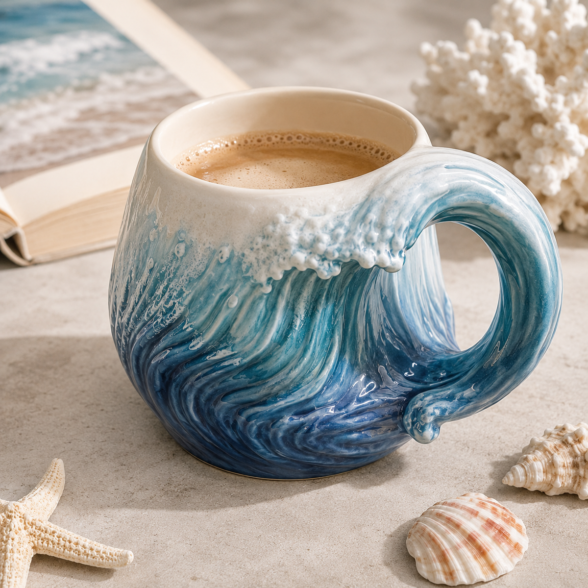Ocean Wave Sculptural Mug