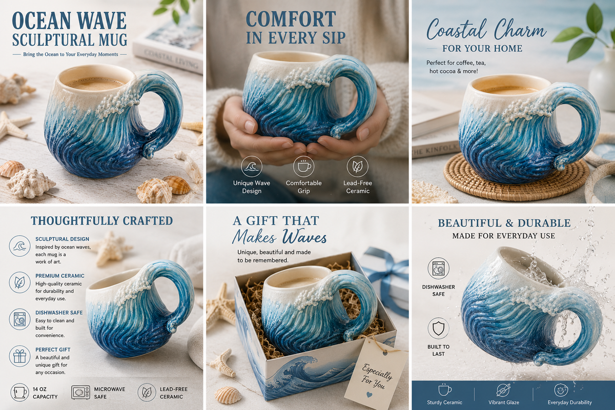 Ocean Wave Sculptural Mug