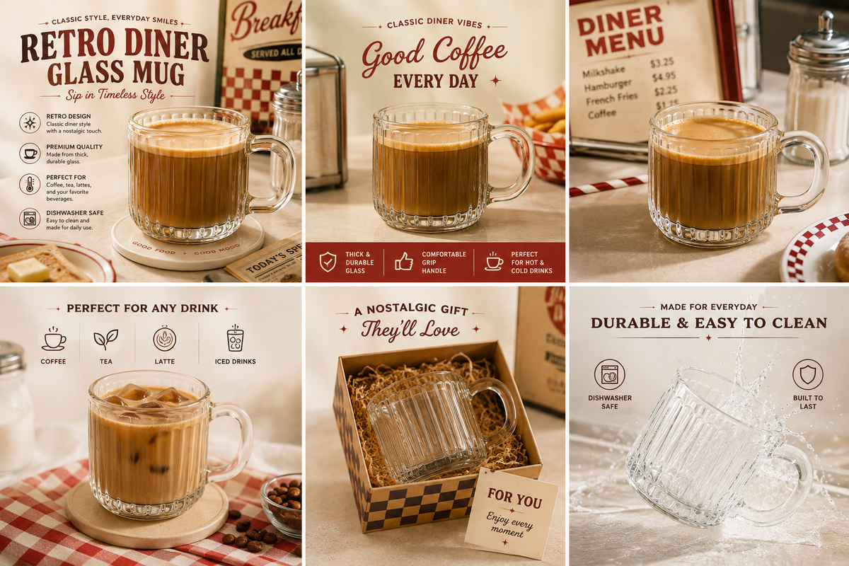 Retro Diner Glass Mug